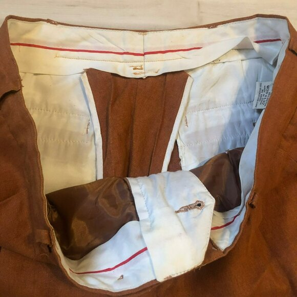 Trust USA Men's XL Brown Linen/Rayon Blend Wide Leg Pants Rust Color VTG - Picture 4 of 7
